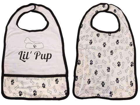 Adult Lil Pup Double Sided Bib with pocket