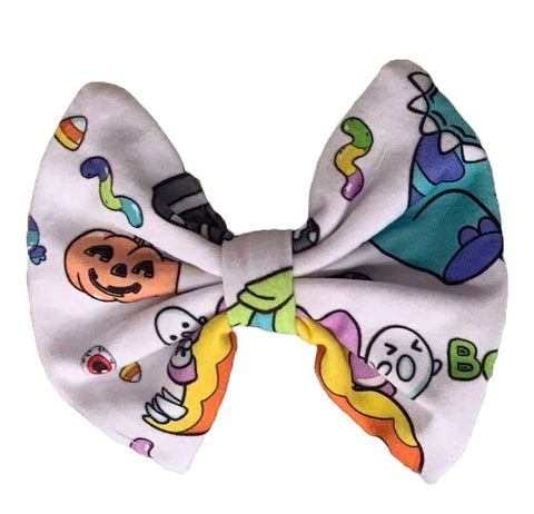 Trick or Treat Dino White MATCHING Boutique Fabric Hair Bow