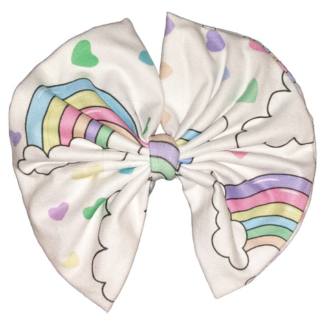 PASTEL DREAMLAND RAINBOWS Matching Boutique Fabric Hair Bow