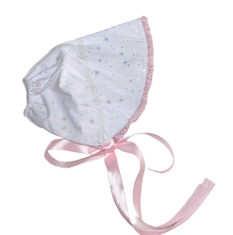 White & Pink Adult Baby Bonnet