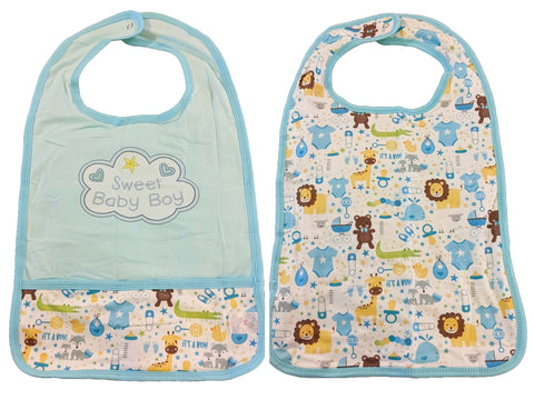 Adult Sweet Baby Boy Double Sided Bib with pocket