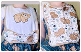 Fall Bear Double Sided Bib with front pocket