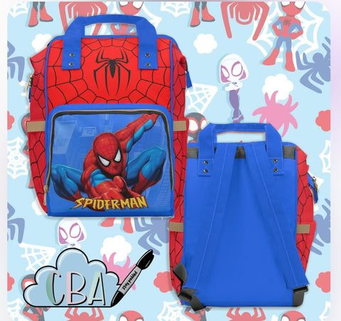 Spiderman Diaper Backpack Diaper Bag By CrinkleButtArt