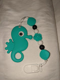 Sea Ocean Critters Silicone Teether Chewing Toy Pacifier Clip