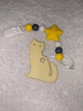 Kitty Cat Silicone Teether Chewing Toy Pacifier Clip