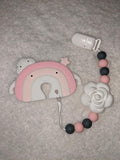 Rainbow Silicone Teether Chewing Toy Pacifier Clip
