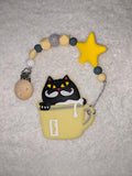 Kitty Cat Silicone Teether Chewing Toy Pacifier Clip