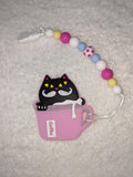Kitty Cat Silicone Teether Chewing Toy Pacifier Clip