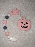 Halloween Pumpkin SILICONE TEETHER CHEWING TOY PACIFIER CLIP