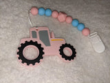 Vehicle Car SILICONE TEETHER CHEWING TOY PACIFIER CLIP