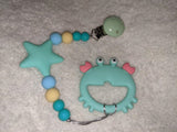 Sea Ocean Critters Silicone Teether Chewing Toy Pacifier Clip