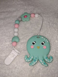 Sea Ocean Critters Silicone Teether Chewing Toy Pacifier Clip