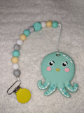 Sea Ocean Critters Silicone Teether Chewing Toy Pacifier Clip