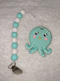 Sea Ocean Critters Silicone Teether Chewing Toy Pacifier Clip