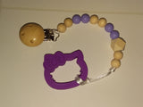Kitty Cat Silicone Teether Chewing Toy Pacifier Clip