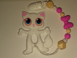 Kitty Cat Silicone Teether Chewing Toy Pacifier Clip