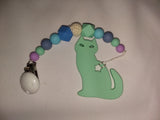 Kitty Cat Silicone Teether Chewing Toy Pacifier Clip