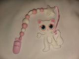 Kitty Cat SILICONE TEETHER CHEWING TOY PACIFIER CLIP