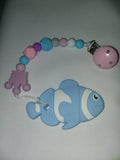 Sea Ocean Critters Silicone Teether Chewing Toy Pacifier Clip