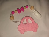 Vehicle Car SILICONE TEETHER CHEWING TOY PACIFIER CLIP