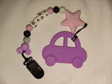 Vehicle Car SILICONE TEETHER CHEWING TOY PACIFIER CLIP