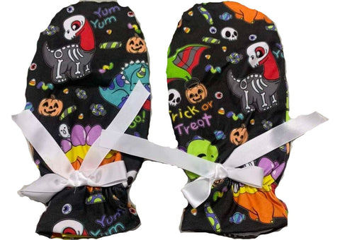 Trick or Treat Dino Black Adult Matching Mittens