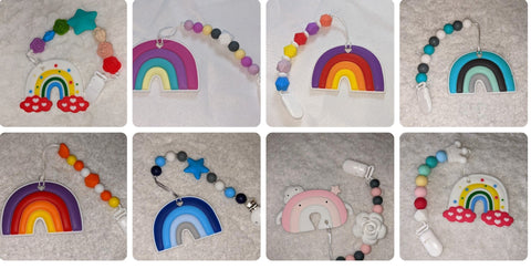 Rainbow Silicone Teether Chewing Toy Pacifier Clip