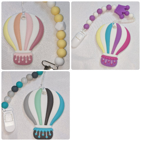 Hot Air Balloon SILICONE TEETHER CHEWING TOY PACIFIER CLIP