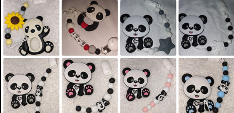 Bear Panda SILICONE TEETHER CHEWING TOY PACIFIER CLIP