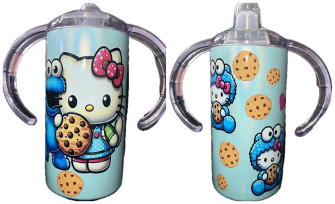 Kitty Cookie New 12 Ounce Stainless Steel Sippy Training Cup With Handle