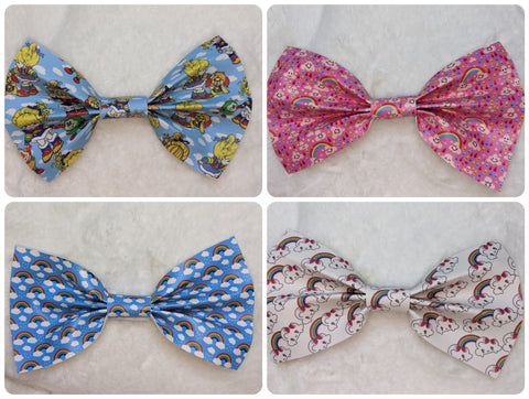 Rainbow synthetic leather Hair Bows Large 6.5" - 7"