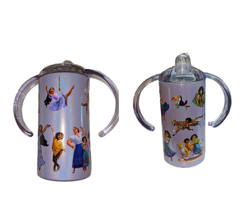 Family Cartoon New 12 Ounce Stainless Steel Sippy Training Cup With Handle