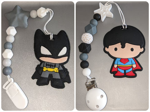 Hero SILICONE TEETHER CHEWING TOY PACIFIER CLIP
