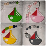 Sailboat SILICONE TEETHER CHEWING TOY PACIFIER CLIP