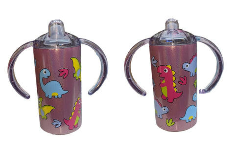Dinosaur New 12 Ounce Stainless Steel Sippy Training Cup With Handle