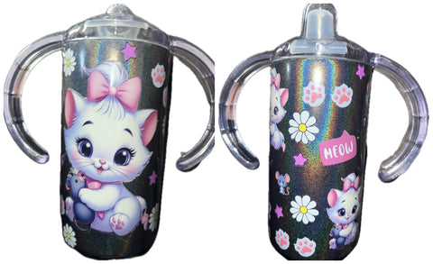 Kitty New 12 Ounce Stainless Steel Sippy Training Cup With Handle
