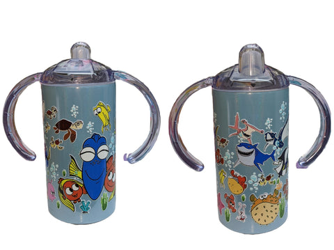 Fish Movie New 12 Ounce Stainless Steel Sippy Training Cup With Handle