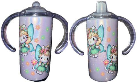 Kitty Fairy New 12 Ounce Stainless Steel Sippy Training Cup With Handle