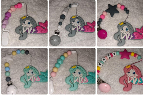 Mermaid Silicone Teether Chewing Toy Pacifier Clip