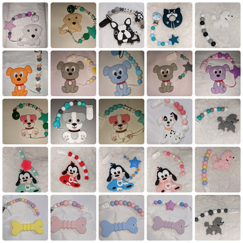 Dog Puppy SILICONE TEETHER CHEWING TOY PACIFIER CLIP