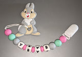 Bunny SILICONE TEETHER CHEWING TOY PACIFIER CLIP