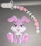 Bunny SILICONE TEETHER CHEWING TOY PACIFIER CLIP