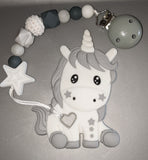 Unicorn SILICONE TEETHER CHEWING TOY PACIFIER CLIP