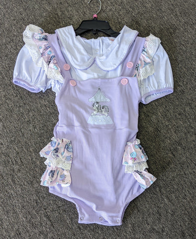 2pc CAROUSEL PONIES Ruffle Romper & Shirt Set