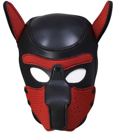 Dog Cosplay Hood Puppy Pet Role Play Mask Red/Black
