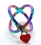 1 Pair Cross Handcuffs Metal Wrist Bondage Restraints with lock Rainbow
