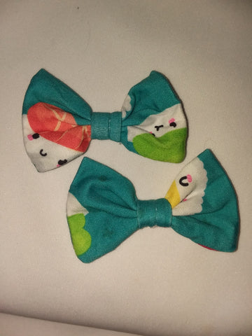 LIL SUSHI BABY Matching Boutique Fabric Hair Bow 2pc Set FHB182 Clearance