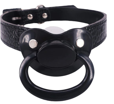 Pacifier Gag New ABDL Adult Black Faux Leather