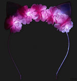 Flower Light Up Cat Ears Headband Boutique Head Band