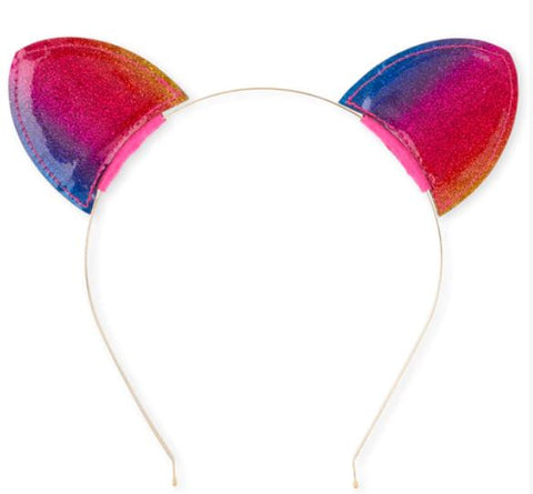 Rainbow Cat Ears Metal Hand Bead Boutique Hair Bow